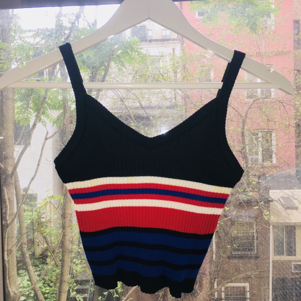 Red, white & blue sweater crop top